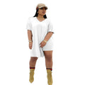 Plus Size Women Clothing Two Piece Set 4xl Summer Wholesale Dropshipping Slip HemTop Shorts Suit Casual Tracksuit Streetwear - Lady T Fashions