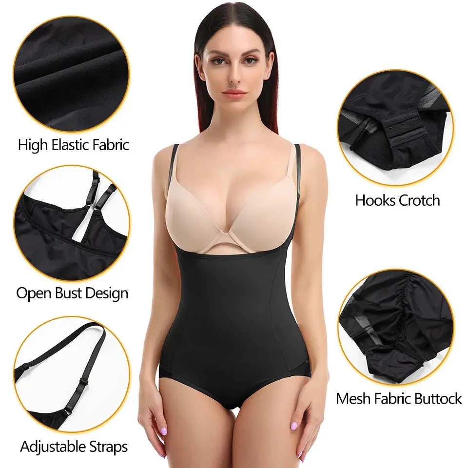 Shapewear for Women Tummy Control Bodysuits Waist Trainer Body Shaper Slimming Underwear Open Bust Compression Belly Girdles - Lady T Fashions