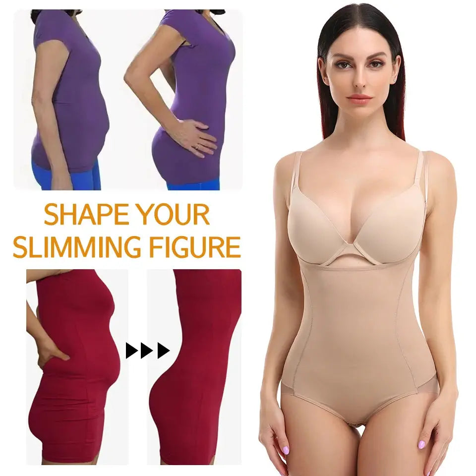 Shapewear for Women Tummy Control Bodysuits Waist Trainer Body Shaper Slimming Underwear Open Bust Compression Belly Girdles - Lady T Fashions
