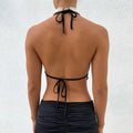 Pink Sleeveless Sexy Crop Tops Women Backless Lacing Camis Wireless Bralette Tanks Spaghetti Strap Halter Cropped Top Camisole - Lady T Fashions