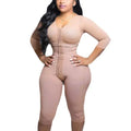 Full Body Shapewear With Sleeves Knee Length Shorts Butt Lift Up Tigh Slimming Front Hooks Waist Trainer Shapewear for Women - Lady T Fashions