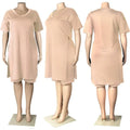 Plus Size Women Clothing Two Piece Set 4xl Summer Wholesale Dropshipping Slip HemTop Shorts Suit Casual Tracksuit Streetwear - Lady T Fashions
