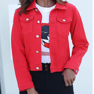 Jeans Jacket and Coats for Women 2022 Autumn Candy Color Casual Short Denim Jacket Chaqueta Mujer Casaco Jaqueta Feminina - Lady T Fashions