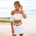 crop tops women summer lantern sleeve sexy strapless beach tops red black white ruched crop top tank top croptop - Lady T Fashions