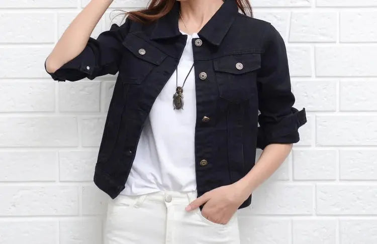 Jeans Jacket and Coats for Women 2022 Autumn Candy Color Casual Short Denim Jacket Chaqueta Mujer Casaco Jaqueta Feminina - Lady T Fashions
