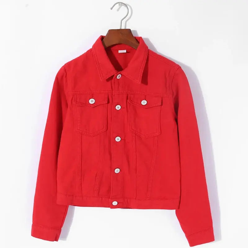 Jeans Jacket and Coats for Women 2022 Autumn Candy Color Casual Short Denim Jacket Chaqueta Mujer Casaco Jaqueta Feminina - Lady T Fashions