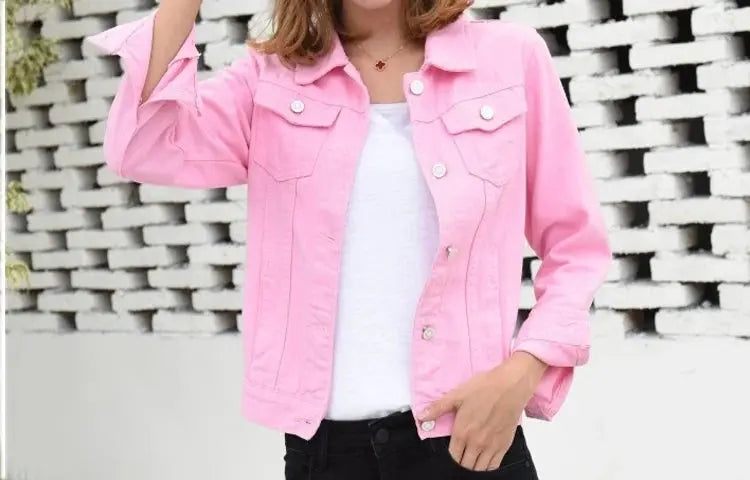 Jeans Jacket and Coats for Women 2022 Autumn Candy Color Casual Short Denim Jacket Chaqueta Mujer Casaco Jaqueta Feminina - Lady T Fashions