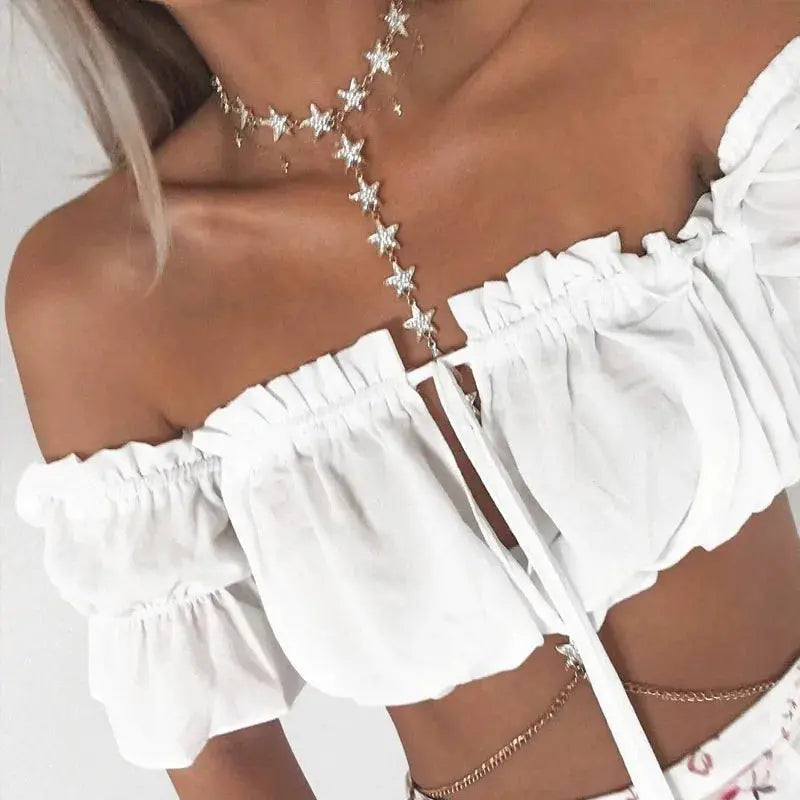 crop tops women summer lantern sleeve sexy strapless beach tops red black white ruched crop top tank top croptop - Lady T Fashions