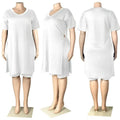 Plus Size Women Clothing Two Piece Set 4xl Summer Wholesale Dropshipping Slip HemTop Shorts Suit Casual Tracksuit Streetwear - Lady T Fashions