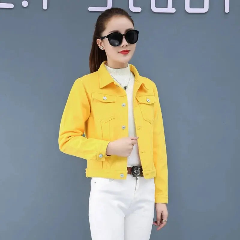 Jeans Jacket and Coats for Women 2022 Autumn Candy Color Casual Short Denim Jacket Chaqueta Mujer Casaco Jaqueta Feminina - Lady T Fashions