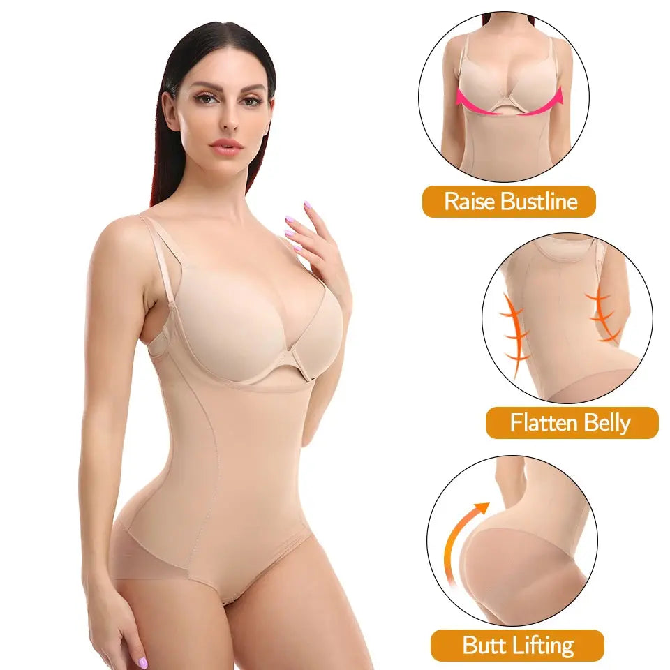 Shapewear for Women Tummy Control Bodysuits Waist Trainer Body Shaper Slimming Underwear Open Bust Compression Belly Girdles - Lady T Fashions