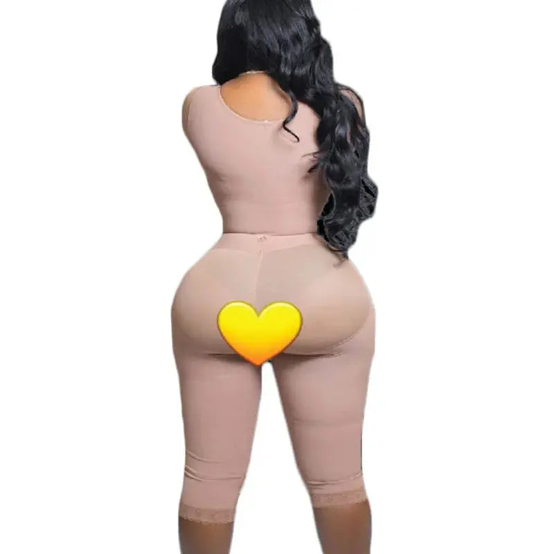 Full Body Shapewear With Sleeves Knee Length Shorts Butt Lift Up Tigh Slimming Front Hooks Waist Trainer Shapewear for Women - Lady T Fashions