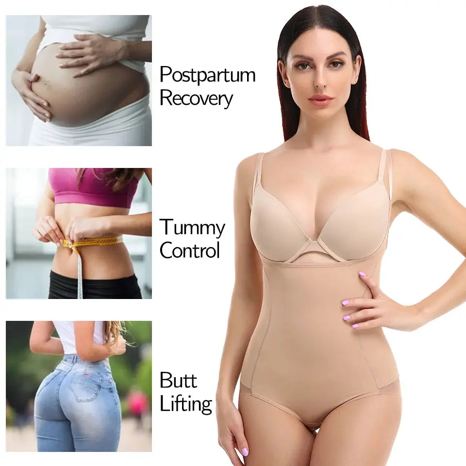 Shapewear for Women Tummy Control Bodysuits Waist Trainer Body Shaper Slimming Underwear Open Bust Compression Belly Girdles - Lady T Fashions