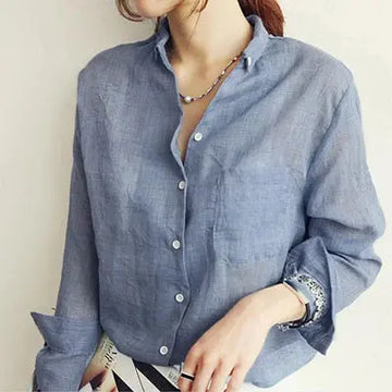 Chemisier Femme Womens Tops Fashion 2022 Summer Linen White Shirt Women Long Sleeve Blouse Korean Woman Clothes Roupas Femininas - Lady T Fashions
