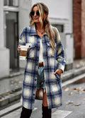 Temperament Leisure Long Plaid Tup Cardigan Coat Lady T Fashions