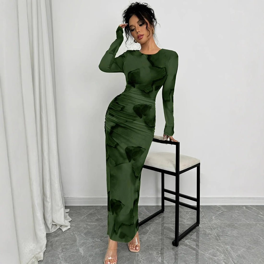 Elegant Graceful Double Layer Round Collar Gauze Dress Long Lady T Fashions