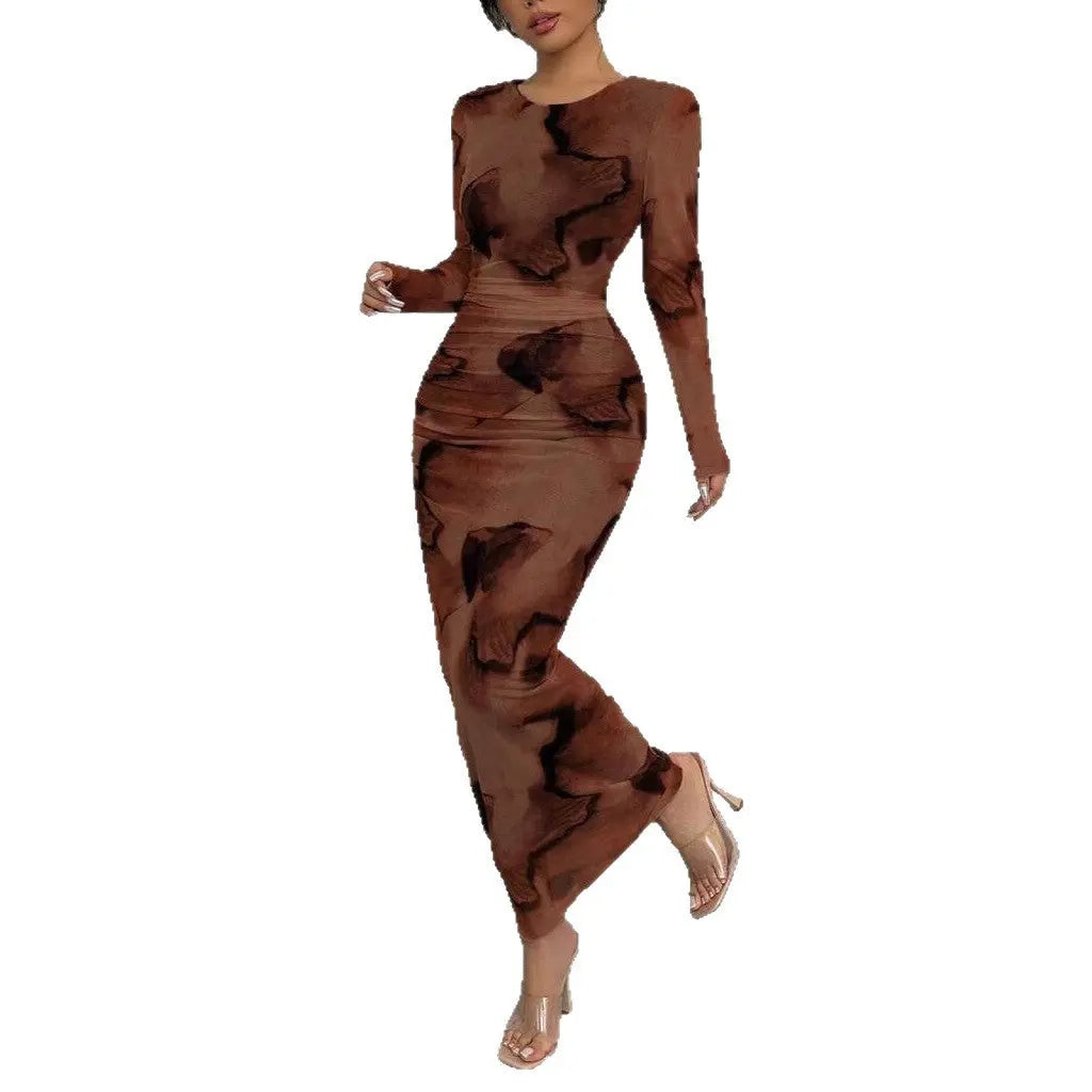 Elegant Graceful Double Layer Round Collar Gauze Dress Long Lady T Fashions