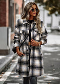 Temperament Leisure Long Plaid Tup Cardigan Coat Lady T Fashions