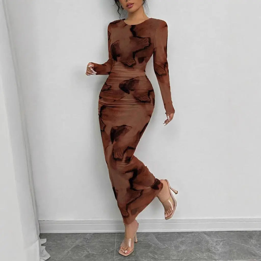 Elegant Graceful Double Layer Round Collar Gauze Dress Long Lady T Fashions