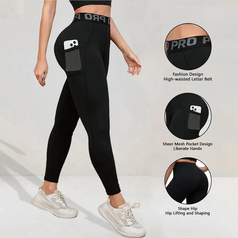 Elastic Quick-drying Women's Pocket Yoga Pants Lady T Fashions