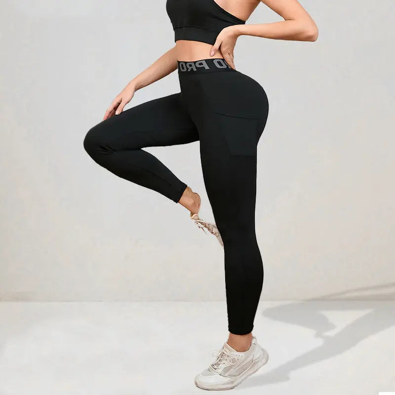 Elastic Quick-drying Women's Pocket Yoga Pants Lady T Fashions