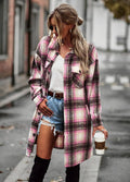 Temperament Leisure Long Plaid Tup Cardigan Coat Lady T Fashions
