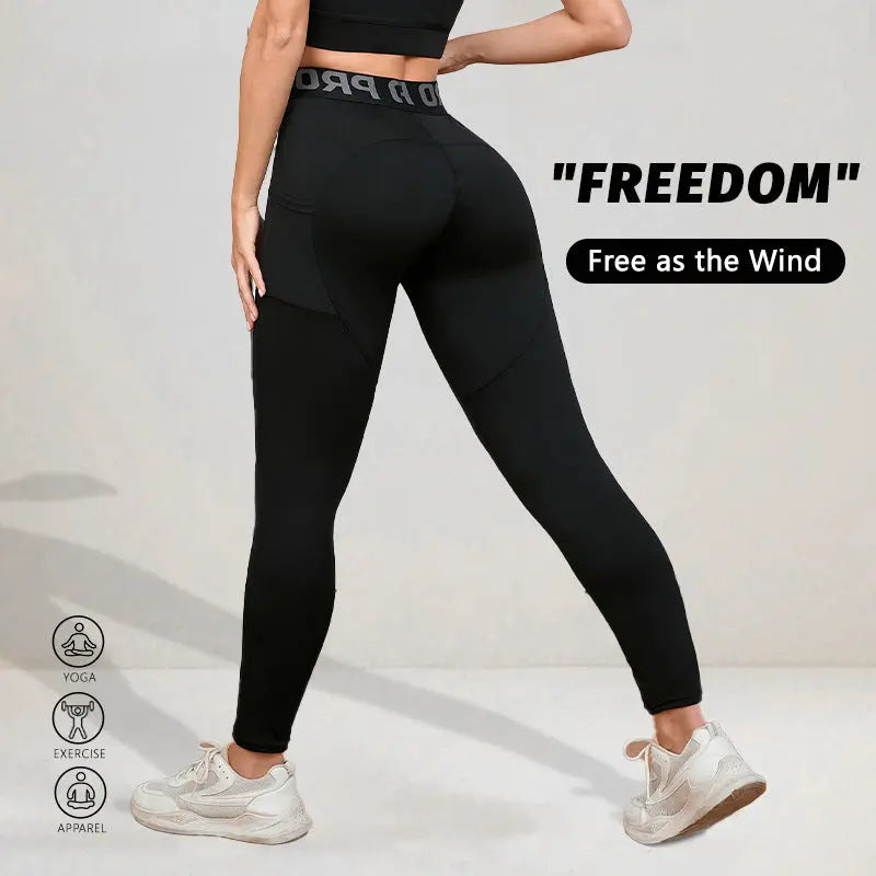Elastic Quick-drying Women's Pocket Yoga Pants Lady T Fashions
