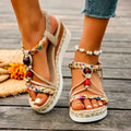Women'S New Summer Sandals Classic Wedge Thick Sole Elevated Elastic Strap Open Toe Elegant Comfortable Sandals for Women Lady T Fashions