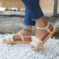 Women's fashion trend tassel shoelaces are non slip, wear-resistant, comfortable, soft soled flat heeled sandals Lady T Fashions
