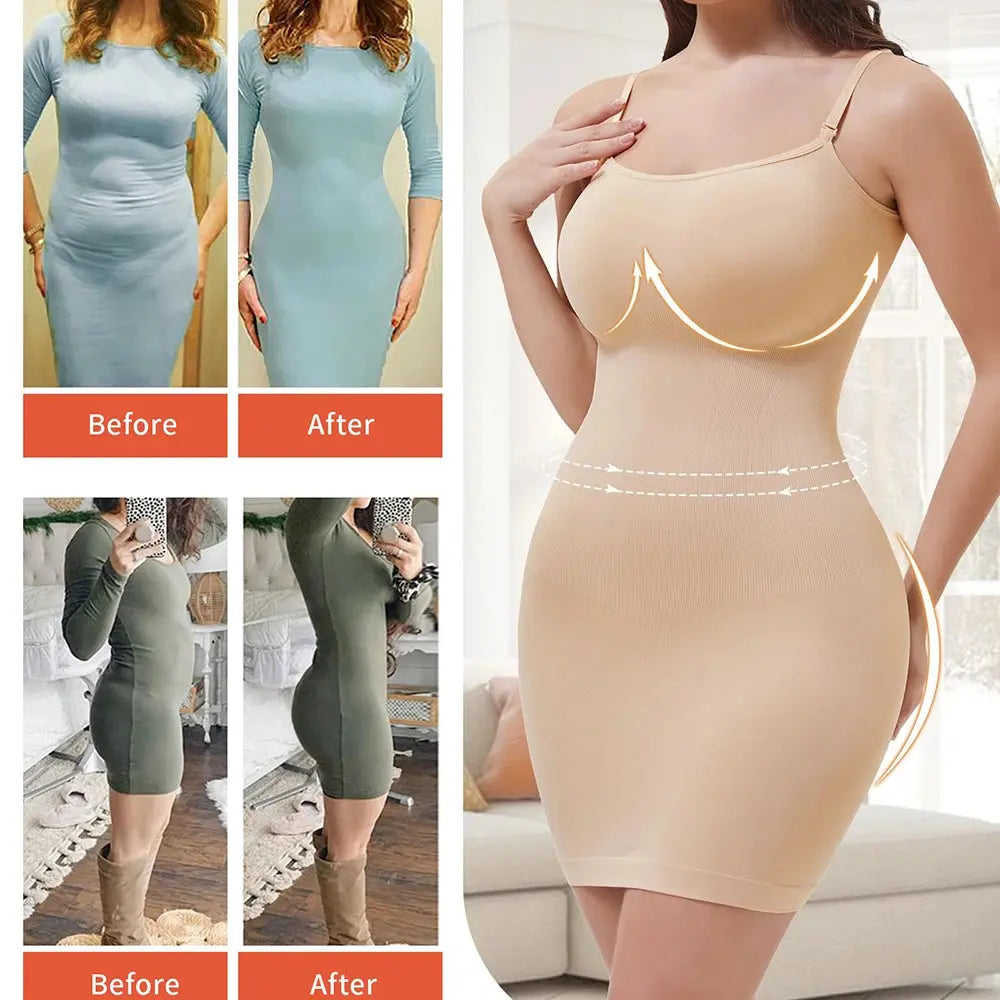 Womens Shapewear Dresses New Tummy Control Body Shaper Slimming Waist Butt Lifter Bodysuits Camisole Dresses Lady Underwear - Lady T Fashions