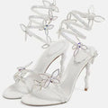 Eilyken Street Style CRYSTAL Flower Thin Heels Women Sandals Sexy Narrow Band Ankle Strap Ladies Shoes Zapatos De Mujer - Lady T Fashions