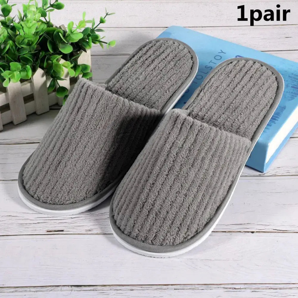 3/1 Pairs/Set Non-slip Travel Hotel Slippers Winter Warm Home Indoor Guest Slippers High Quality Disposable Closed Toe Slippers Lady T Fashions