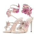 Eilyken Street Style CRYSTAL Flower Thin Heels Women Sandals Sexy Narrow Band Ankle Strap Ladies Shoes Zapatos De Mujer - Lady T Fashions