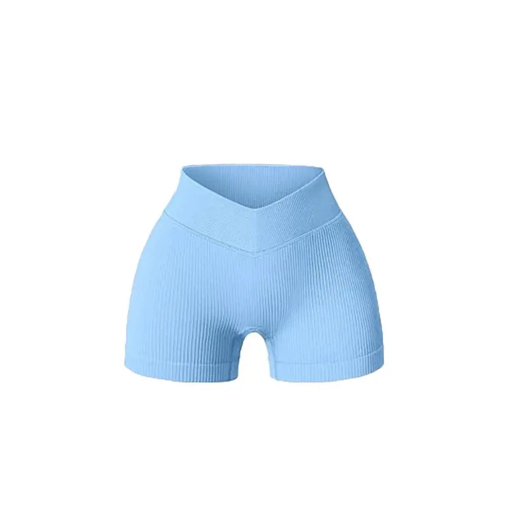 Women High Waist Workout Fitness Yoga Shorts Gym Running Yoga Leggings Scrunch Butt Seamless Knited Sports Three Point Shorts - Lady T Fashions