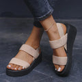 Women's Minimalist Wedge Sandals Open Toe Thick Soled Platform Casual Sandals Ankle Strap Slingback Sandalias Solid Color - Lady T Fashions