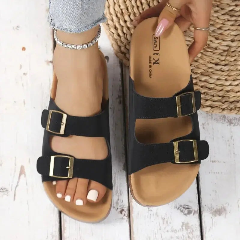 Slippers For Women Cork Footbed Beach Sandals Outdoor Suede Clogs Sandals With Adjustable Buckle Men Sandals Lady T Fashions