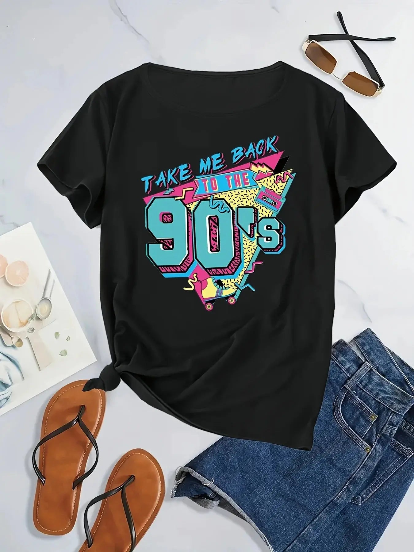 2025 Plus Size Women's Summer T-Shirt Cotton Comfortable And Breathable The Post-90s  Print Trendy Women's Outfit - Lady T Fashions