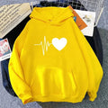 Woman Hooded Sweatshirt Casual Fashion Heart Print Hoodies Ladies Home Outdoor Comfort Warm Pullover Daily Sport Loose Hoody Top - Lady T Fashions