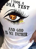 Plus Size Casual T-shirt Women's Plus Eye & Slogan Print Short Sleeve Round Neck Medium Stretch T-shirt - Lady T Fashions