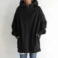 Women's Oversized Hoodie Autumn Winter Casual Zip Solid Long Hooded Coats 2025 Fashion Street Hoodies Coat Female - Lady T Fashions