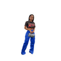 Women Pants  Spring Summer Casual Satin Stretch High Waist Cargo Pants With Pocket Streetwear Solid Wide Leg Pants Flare Trouser - Lady T Fashions