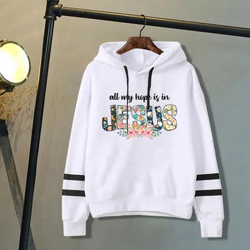 Women/Mens Hoodies All My Hope Is In Jesus Print Hoodies Sweatshirt Winter Casual Streetwear Clothes Plus Size Tops - Lady T Fashions