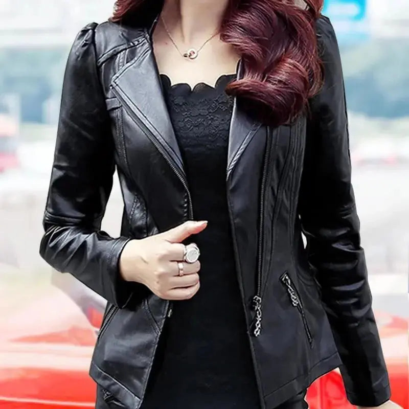 Women Jackets Spring Autumn New Faux Leather Jacket Womens Casual Slim Waterproof Windproof Basic Coats Short Female Jacket - Lady T Fashions