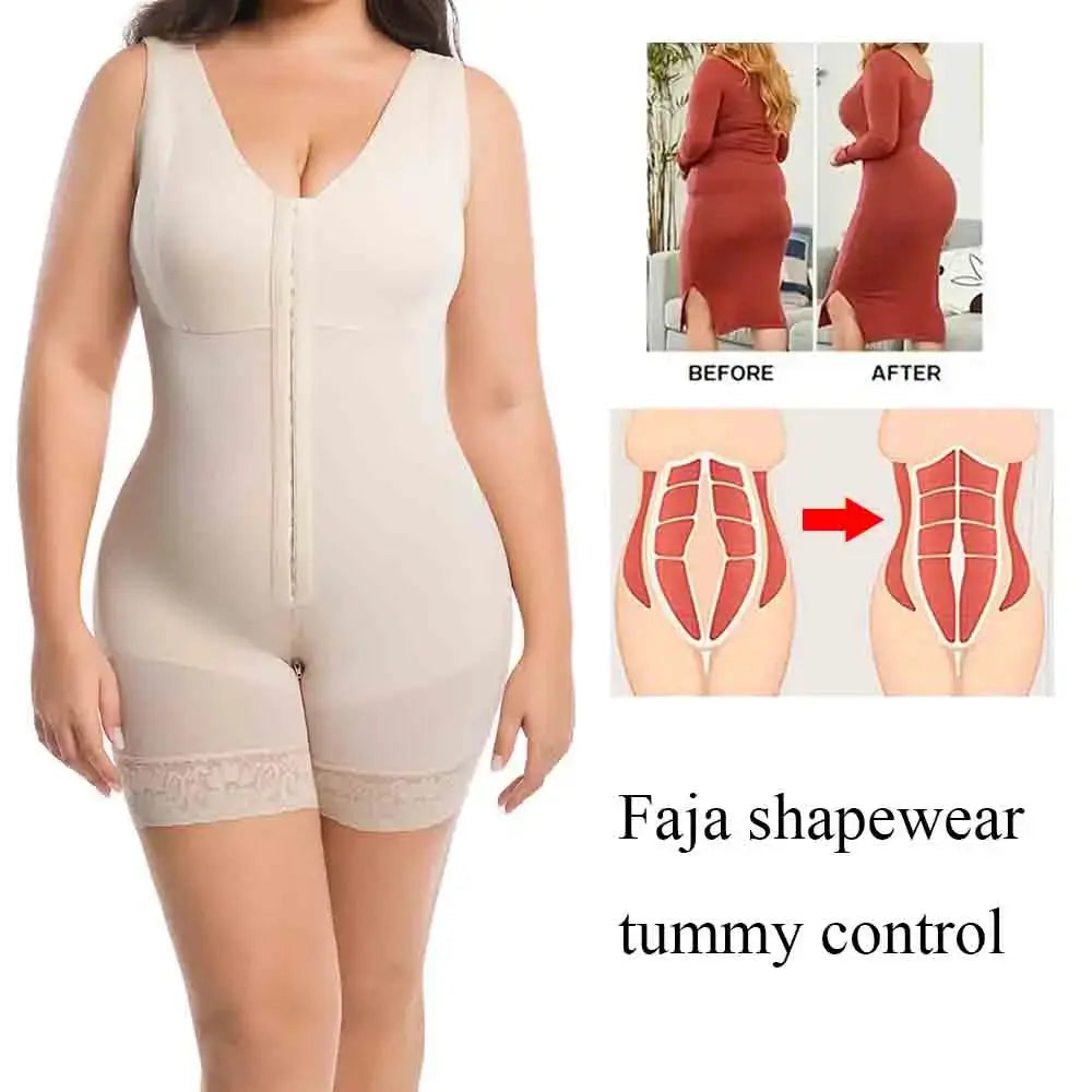 Women Full Body Shapewear Bodysuit for Abdomen Control High Compression Reducing and shaper girdles Zipper Crotch Shapewear Faja - Lady T Fashions