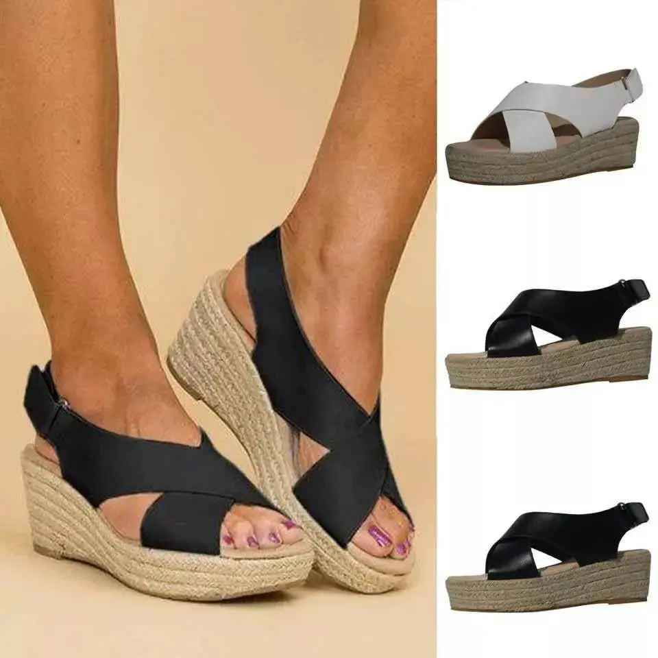 Women's Wedge Sandals 2025 Summer New Fashion Casual Comfortable Peep Toe Platform Sandals Elegant Women Heels Plus Size 35-43 Lady T Fashions