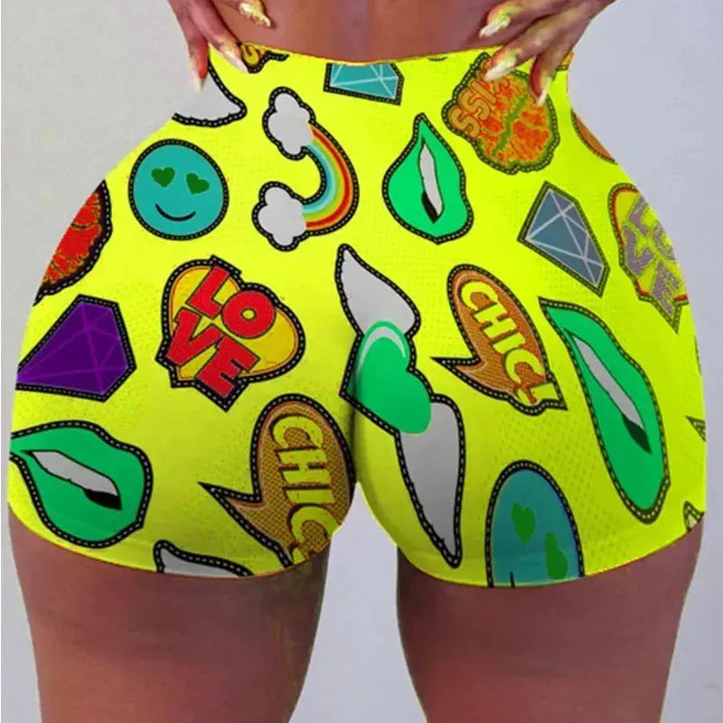 Women Hot Sale Printed Shorts Summer Casual High Waist Motorcycle Shorts Sports Fitness Shorts Dropshipping - Lady T Fashions