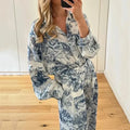 European American Women's Clothing Set Fashionable Printed Collared Shirt Laid-back Style Spring Summer Fashion Set for Women - Lady T Fashions