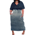 Women's Polyester Denim Style A-Line Midi Dress Light Blue Short Sleeve Casual Work - Lady T Fashions
