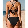 Backless Bikini Set for Women Two Piece Swimsuit Triangle V Neck Low Rise Bikini Push Up Fashion Solid Split Bathing Suit Swim - Lady T Fashions