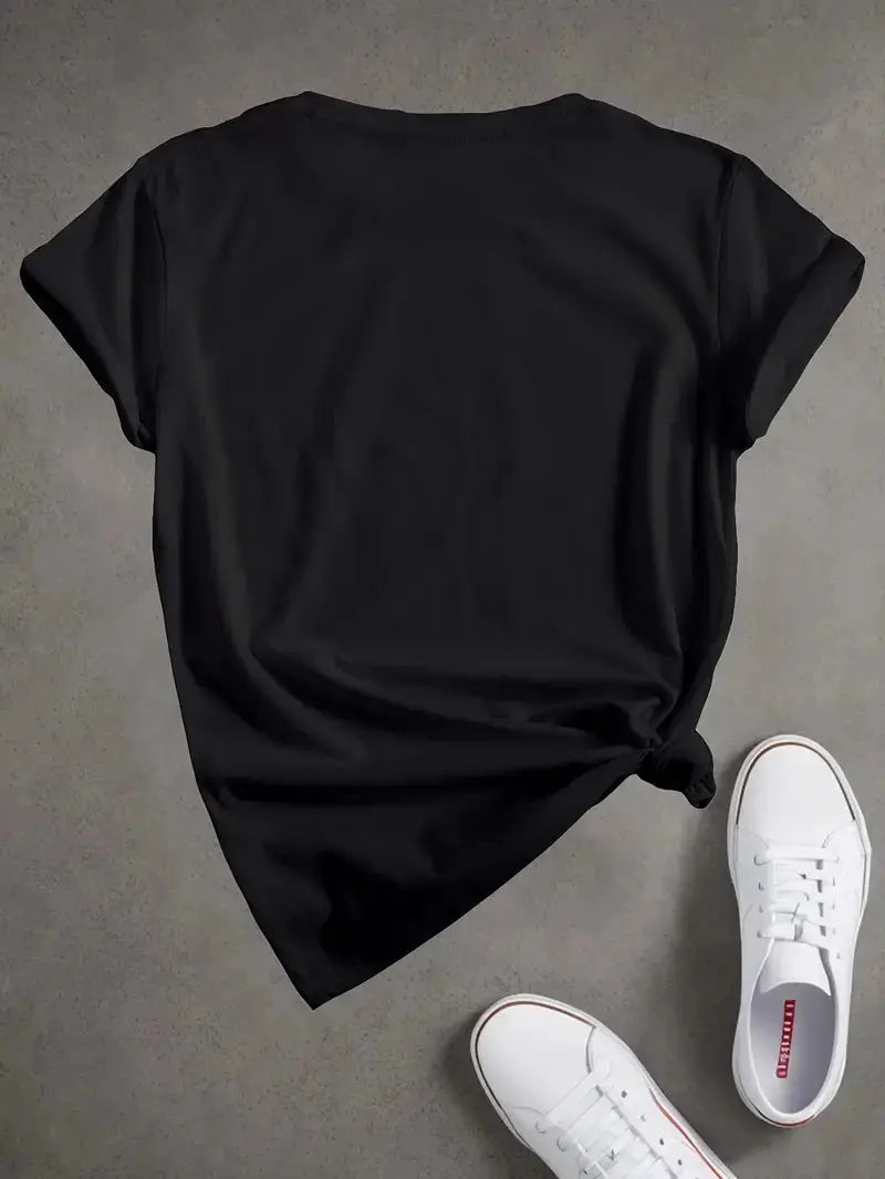 Plus Size Women's Clothing Fashion Letters Wife Print T-shirt, Short Sleeve Crew Neck Casual Top For Summer & Spring - Lady T Fashions